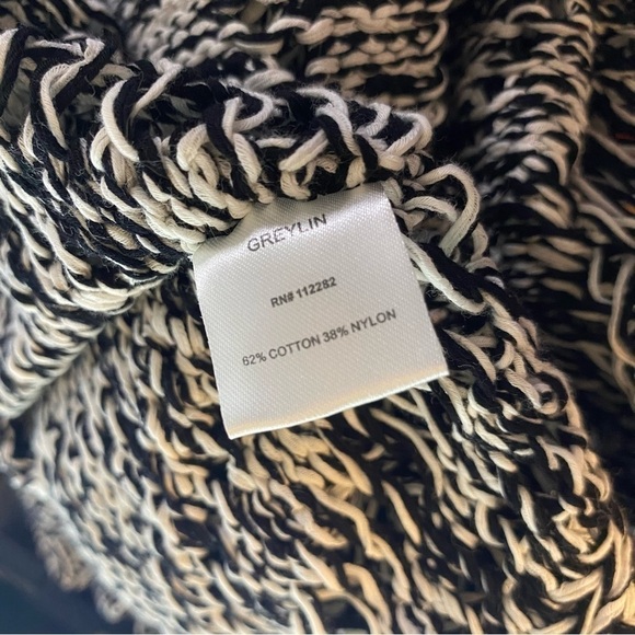 Greylin Open Knit Pullover Scoopneck Sweater Black White L - Picture 4 of 6